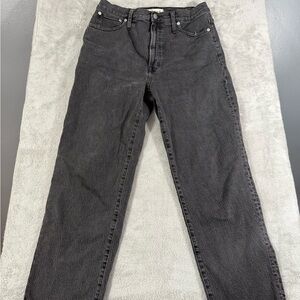 Madewell The Perfect Vintage Straight High Waist Jean Black Size 30 Raw Hem